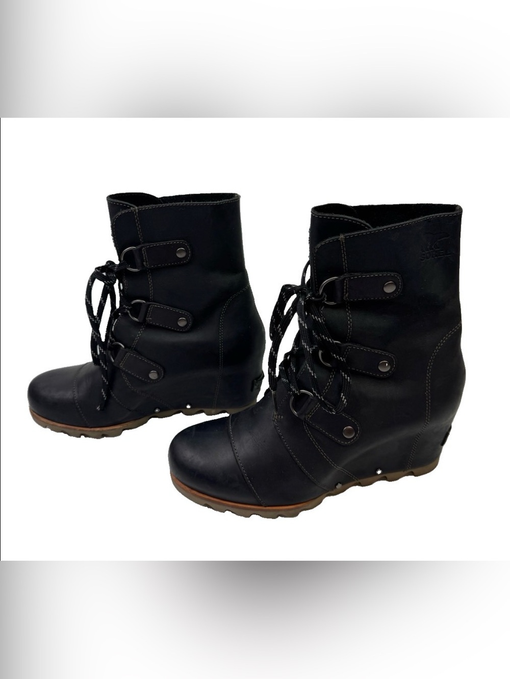 Sorel Joan of Arctic Hidden Wedge Mid Boots Leather Waterproof NL2173 Women’s 10